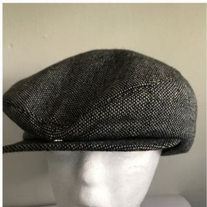 The Bond Street Hatter Tweed Ivy Black Flat Cap New Size XL Fall Winter